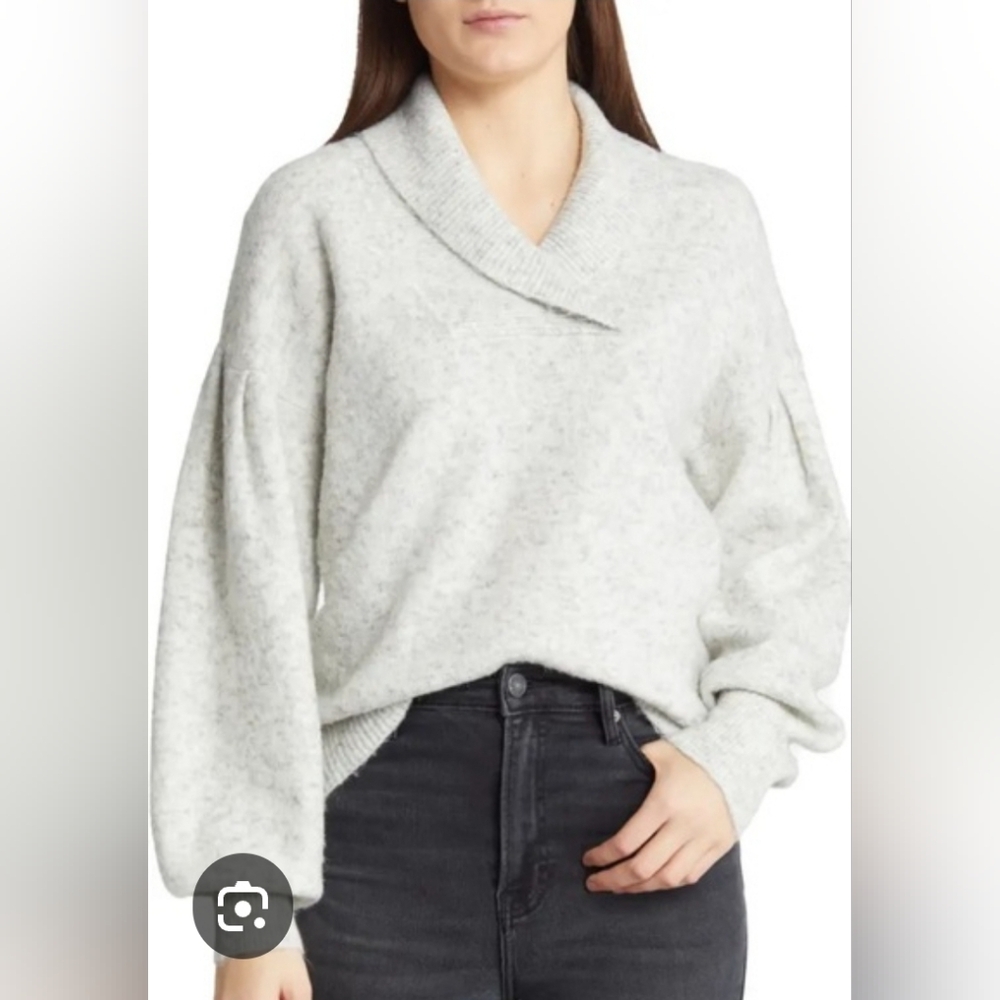 Madewell Vinson‎ Shawl-Collar Pullover Gray Sweater, Size M